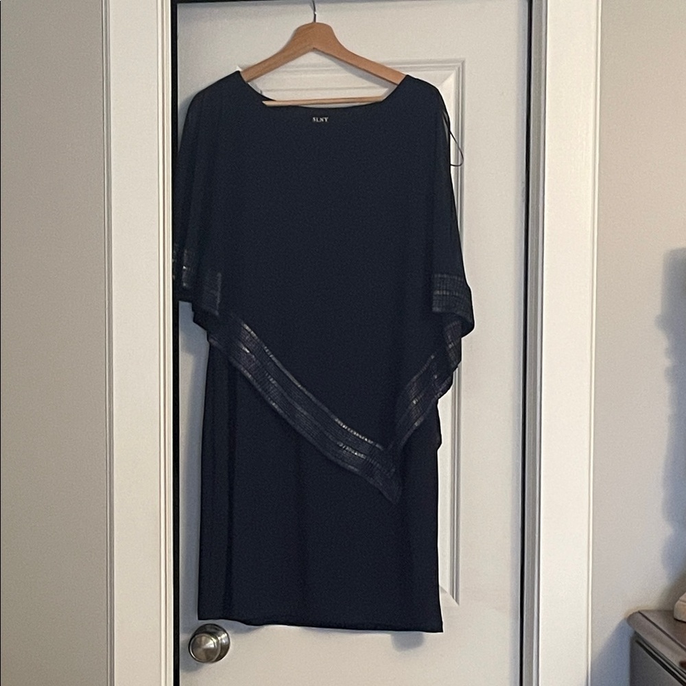 SLNY Elegant Black Asymmetrical Dress